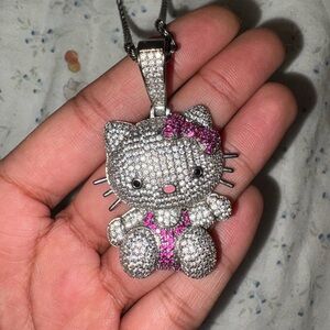 Silver and Pink Hello Kitty Pendant Necklace